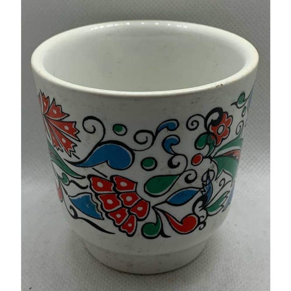 Vintage Metaxa Keramikos Athens Greece Small Ceramic Cup Folk Art Single Cup